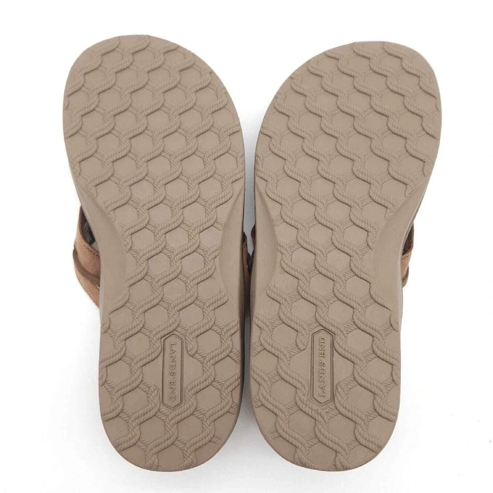 Lands End (Men's 8‎ D) Brown Flip Flop Thong Sandals Coastal Summer Beach 427927